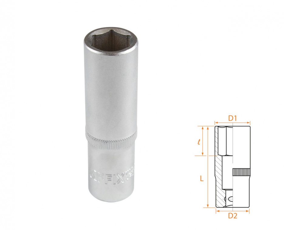 Головка торцевая глубокая шестигранная 1/2", 15 мм AFFIX AF00140015